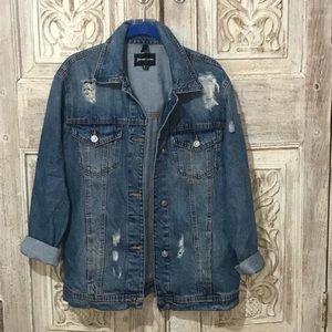 Stradivarius Distressed Oversized Denim Jacket